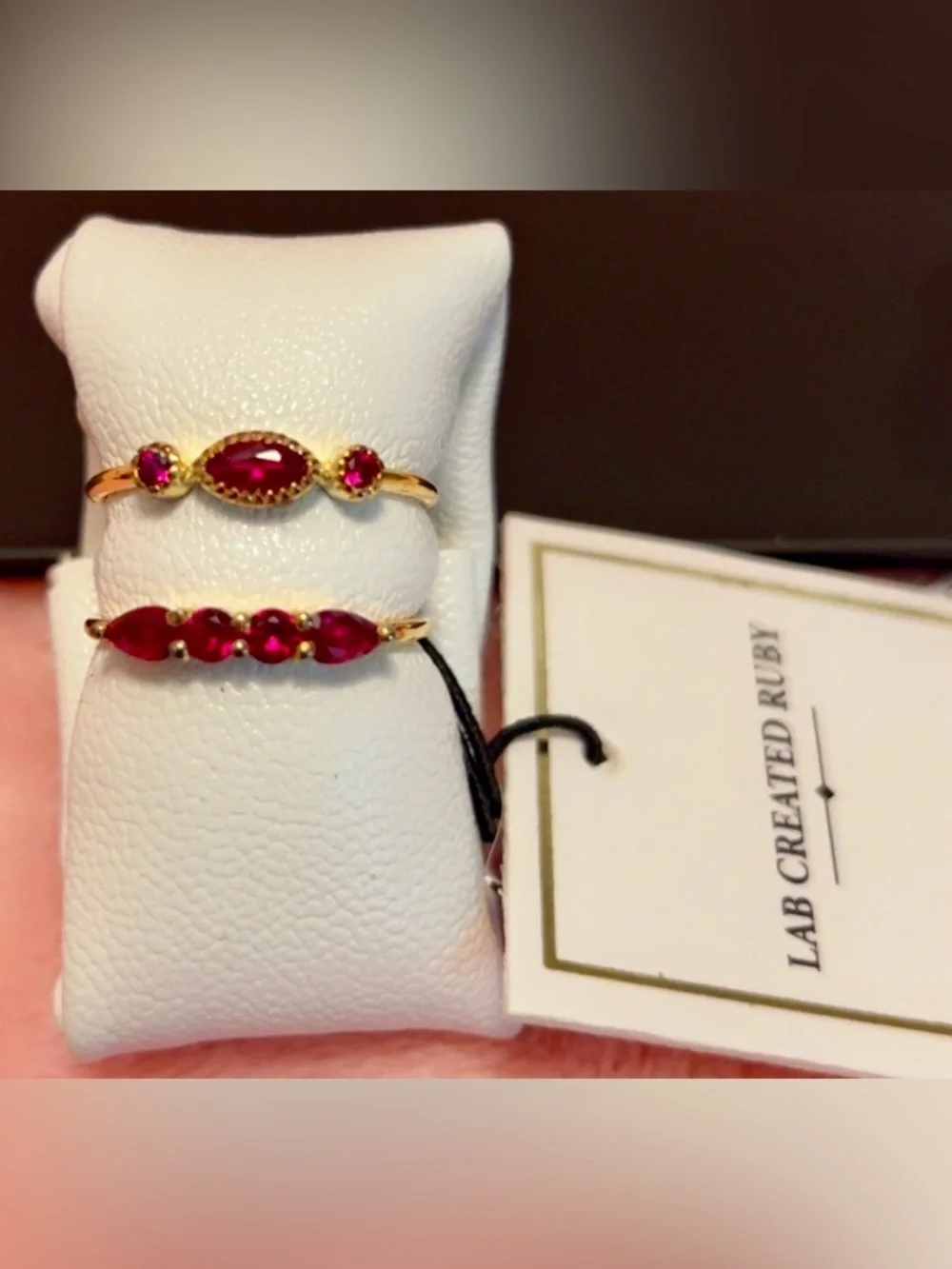 Gold-Tone Stackable Lab-Created Ruby Ring Set - Red